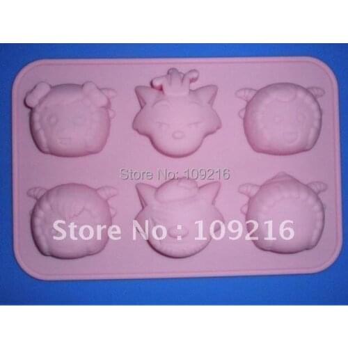 Green Good Quality 100% Food Grade Silicone Cake Mold/Chocolate Mold/Muffin Cupcake Pan Pleasant Goat and Big Big Wolf Mold