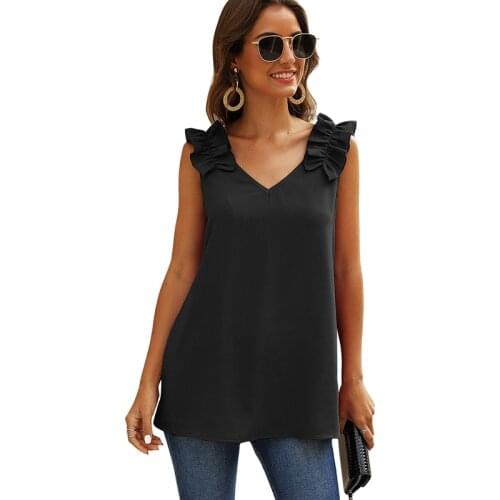 Summer Sleeveless V Neck T Shirt Women Solid Color Sexy Temperament Casual Loose Tops Female Plus Size Streetwear Tees