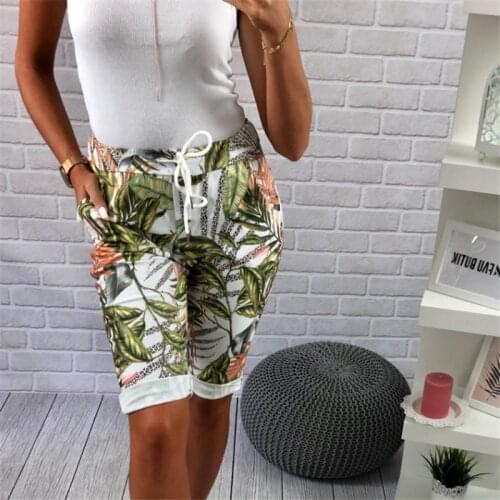 Active Print Womens Fitness Bike Pants Soft Stretch Leggings Workout Sport Knee-Length Pants Drawstring Female Pants