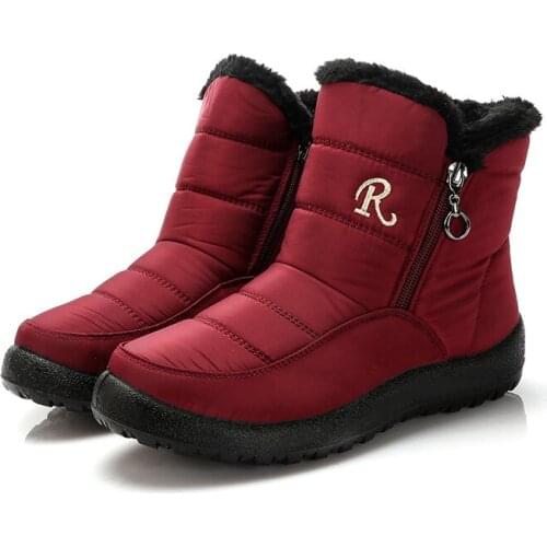 Winter Waterproof Snow Boots Women Warm Cotton Padded Shoes for Woman 2021 Double Zipper Thicken Plush Ankle Botas Mujer