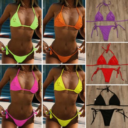Women 2pcs Swimwear Bandage Padded Bra Bikini Set Push-up Bathing Suit Swimsuit