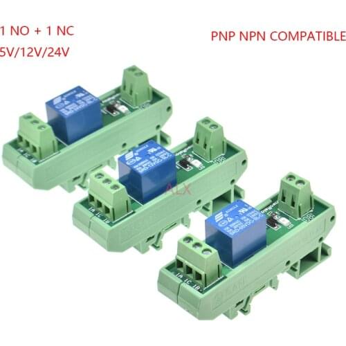 1 Channels relay module DIN Rail Mount SRD-05VDC-SL-C SRD-12VDC-SL-C SRD-24VDC-SL-C 10A 5V 12V 24V DC PNP NPN compatible 1NO 1NC