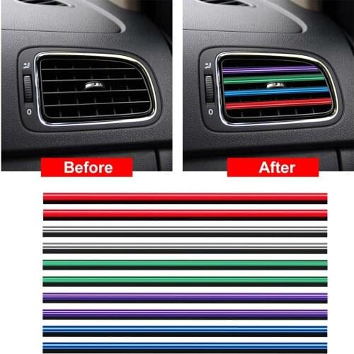 10 Pieces Car Air Vent Trim Strip Air Conditioner Outlet Grille Decoration DIY Styling Moulding U Shape Car-styling Chrome