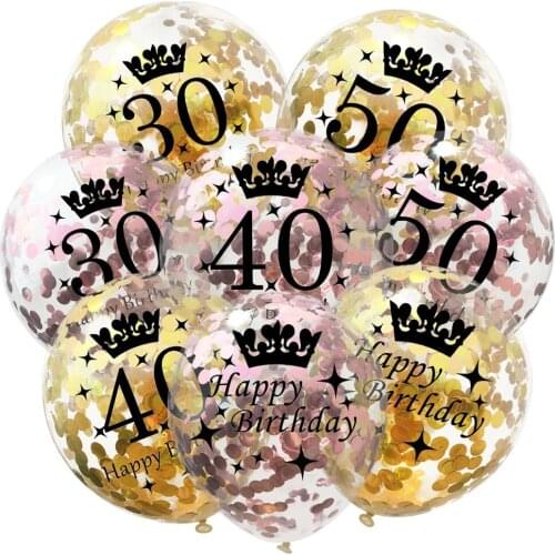 10Pcs Inflatable Confetti Balloons Latex Clear Birthday Balloons 18 30 40 50 Anniversary Wedding Decoration Party Favors