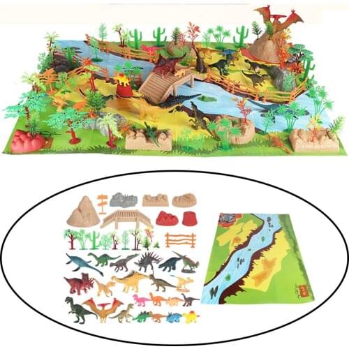 103Pcs Adventure Wilde Dinosaur Play Scene Creatures Dinosaur World Dinosaurs Figure Children Puzzles Educational Game Toy