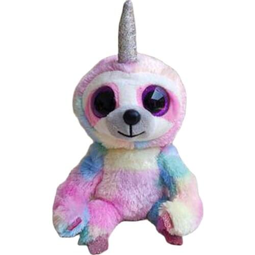 15CM Ty Beanie Boos Big Eyes Stuffed Cute Rainbow Sloth Unicorn Plush Toy Holiday Doll Boys And Girls Birthday Christmas Gift