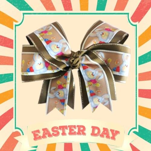20PCS BLESSING Happy Girl 4.5" Easter day Hair Bow Clip 58 No