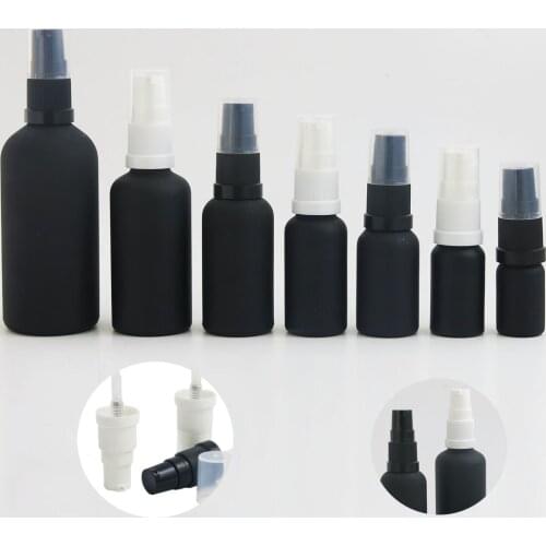 360 x 1oz Travel Refillable Matt Black Glass Essential Oil Bottles With Pump Cream Lotion Shampoo Containers 5ml till 100ml