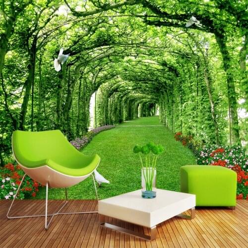 Papel De Parede Custom 3D Stereo Parks Green Porch Lawns Nature Landscape Photo Wallpaper Mural Living Room Restaurant Fresco 3D