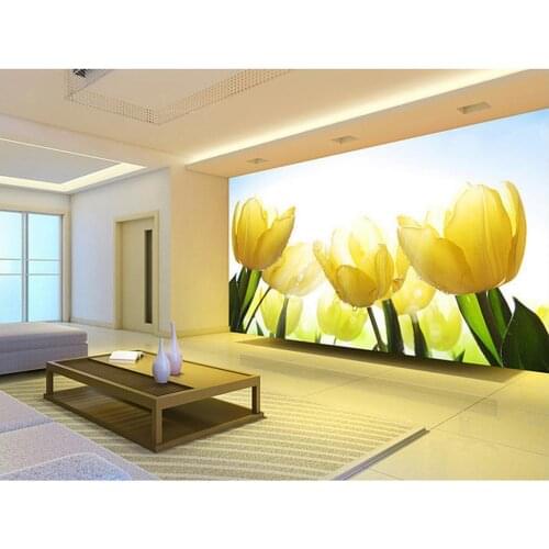 3d stereoscopic wallpaper room wallpaper TV backdrop yellow tulip flowers wall 3d wallpaper mural painting photos