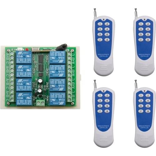 433Mhz/315MHZ DC 12V 8 CH RF Wireless Remote Control Switch Remote Control System 8CH Relay Receiver +8 Button Transmitter