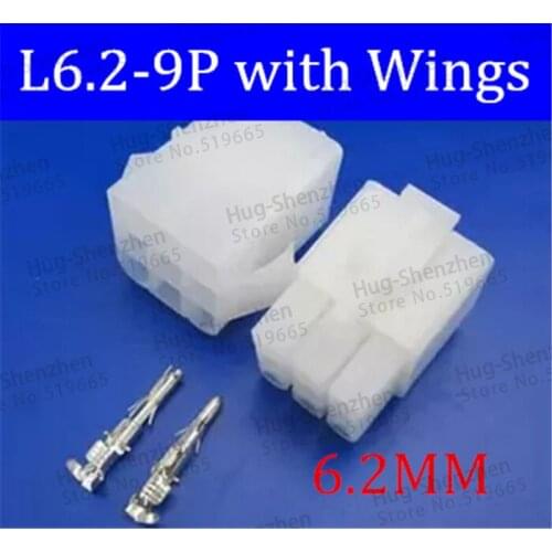50pcs/set L6.2-9P 9 port Terminal 6.2mm pitch Electrical Connector Kits Male Female jack plug for Car Free shipping
