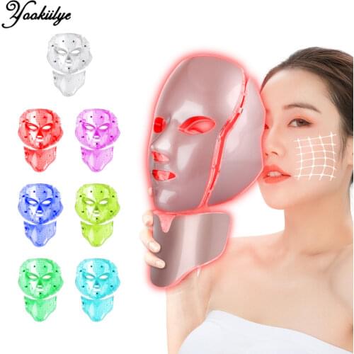 7 Colors LED Facial Mask with Neck No Box Skin Rejuvenation Anti-againg Whitening Skin Therapy Mask Face Care Beauty Device