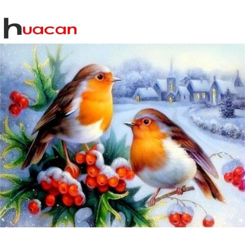 Huacan 5D Diamond Painting New Arrivals Bird Snow Full Diamond Embroidery Mosaic Animals Needlework Decoration For Home