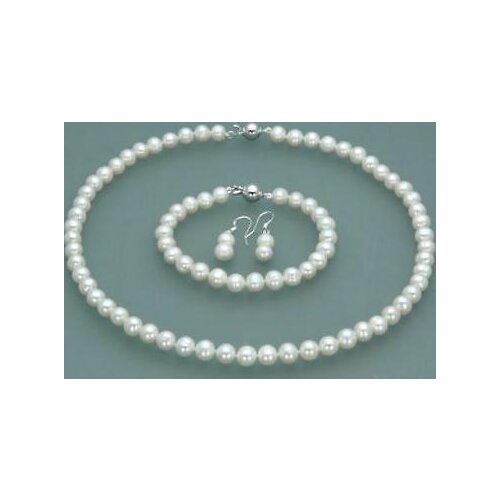 Free shipping 7-8mm Freshwater Genuine Cultured Pearl Necklace Bracelet Earring