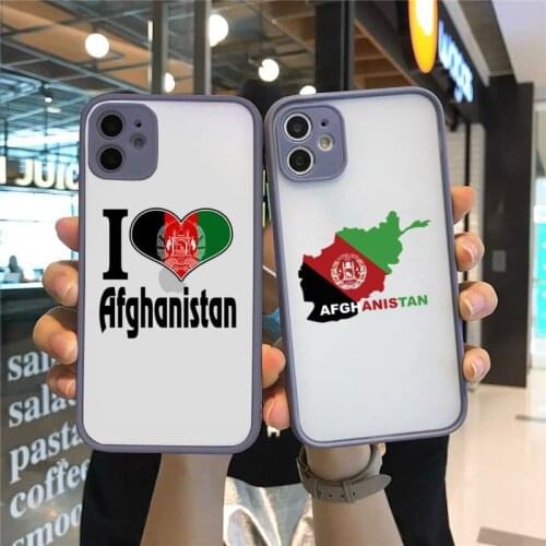 Afghan Afghanistan Flag Phone Case For iPhone 12 11 Mini Pro XR XS Max 7 8 Plus X Matte transparent Gray Back Cover