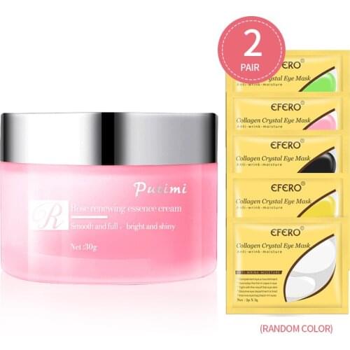 PUTIMI Rose Essence Face Whitening Cream Hyaluronic Acid Anti-aging Lifting Firming Face Cream Gel Eye Mask Remove Dark Circles