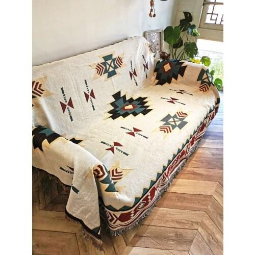 Ethnic Geometric Bohemian Knitted Throw Blanket Picnic Camping Sofa Covers Slipcover High Quality Blanket Travel Plane Blanket
