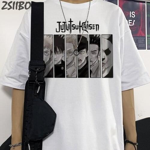 Streetwear Anime T-shirt Mens tshirt Jujutsu Yuji Itadori Satoru Print Summer Cool Unisex Short Sleeve T Shirt Male Hip HopTops