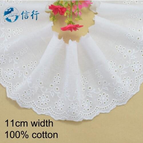 11cm width Cotton embroid lace sewing ribbon guipure trims or fabric warp knitting DIY Garment Accessories free shipping#3582
