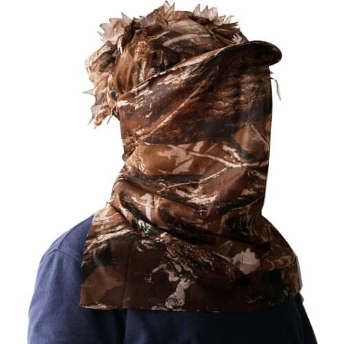 3D Camouflage Full Face Mask Leafy Hat Jungle Sniper Cap for Woodland Ghillie Suit Tactical Shooting Hunting Accessories