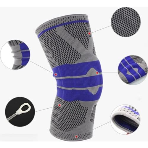 Knee Proetctor Silica Gel Spring Brace knitting Breathable Sports Basketball Climbing QW