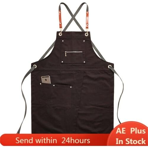 2020 Kitchen Apron Unisex Coffee Shop Barber Barista Working Apron Adjustable Chef Cooking Aprons Hairdressers Work Wear
