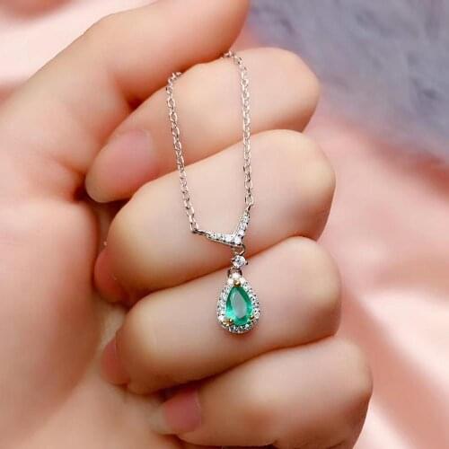 Natural And Real Emerald necklace pendant Free shipping Natural real emerald 925 sterling silver gemstone For men women