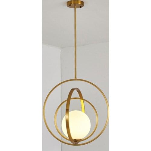 Postmodern Nordic minimalist bar table lamp creative single head dining room chandelier living room bedroom bedside glass ball