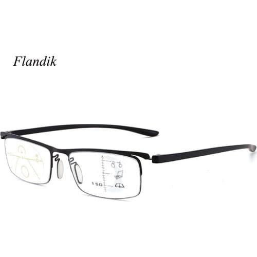 Anti Blue Progressive Multifocal Reading Glasses Unisex Half Frame Prescription Myopia Spectacles Presbyopia Glasses +1.00-+3.50