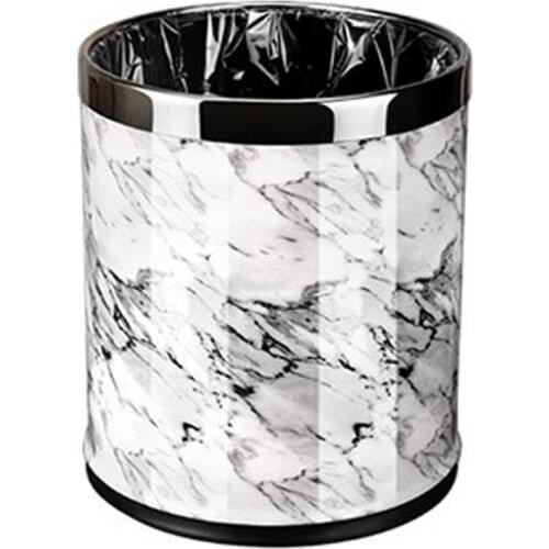 Marble Pattern 10L Trash Can Bin Buckets Diameter 23Cm Height 27Cm Waste Bins Living Room Bathroom Kitchen Dustbin Trash Bin