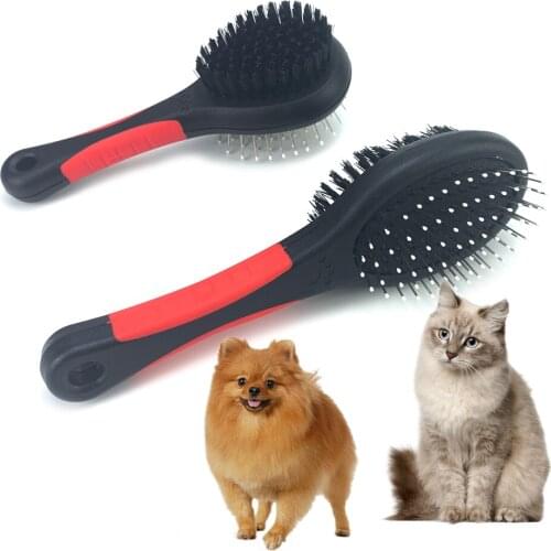 Soft Double Sided Pet Combs Dog Comb With Massage Double Tooth Hair Cat Grooming Comb Pet For Puppy Dogs Long Thick Hair Brush