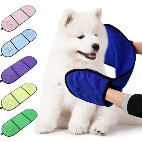 Soft Pets Dog Bath Towels Microfiber Strong Absorbing Water Blanket Cute Paw Print Towel With Pocket For Puppy Cats Pet Products