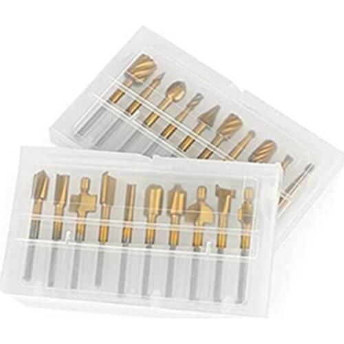 20PCS Router Bit Set with 1/8 Shank,Titanium Coated for Dremel Rotary Tool Accessorie DIY Woodworking Carving Engraving