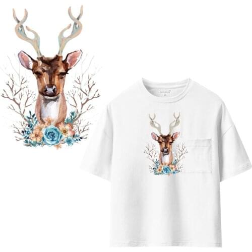 Animal watercolor Clothing Stickers Iron On Patches Diy Heat Transfers Patch For Clothes Boy Girl T-shirt Appliques Decoration