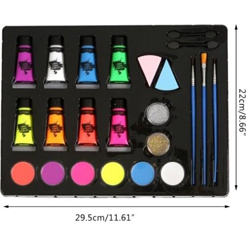 Non-toxic Body Face Makeup Cosplay Water Soluble Pigment with Brush Halloween Party Drawing Paint