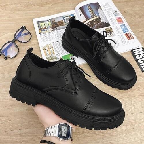 New mens shoes Korean version of the British style net red small leather shoes youth trend big head leather shoes