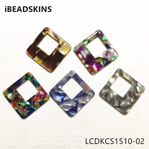 New arrival! 47x47mm 50pcs/lot bright acetic acid imitate marble texture rhombus-shape charms for earring/Jewelry DIY(As shown)