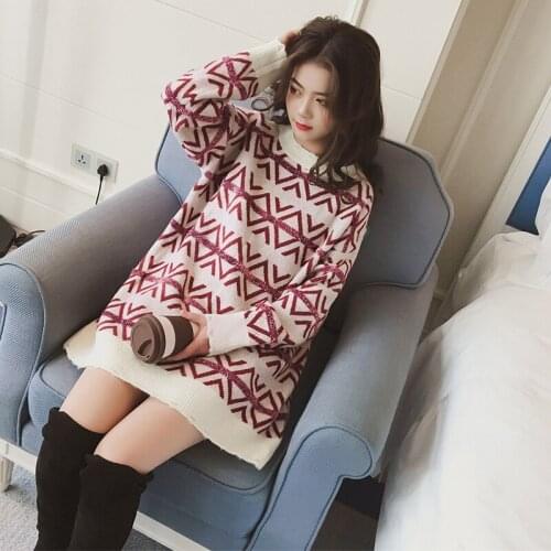 Autumn Winter Long Sleeve Womens Sweater Korean Woman Sweater Loose Oversized Christmas Pullover Knit Top