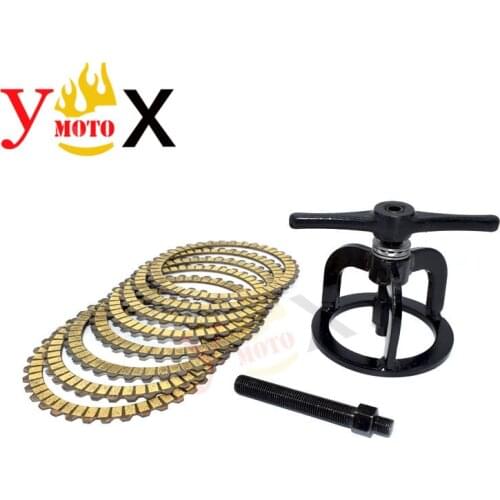 Clutch Spring Compressor Compression Tool + 8Pcs Clutch Friction Plates For Harley 1340cc Sportster 883 1200 XL883 XL1200 48
