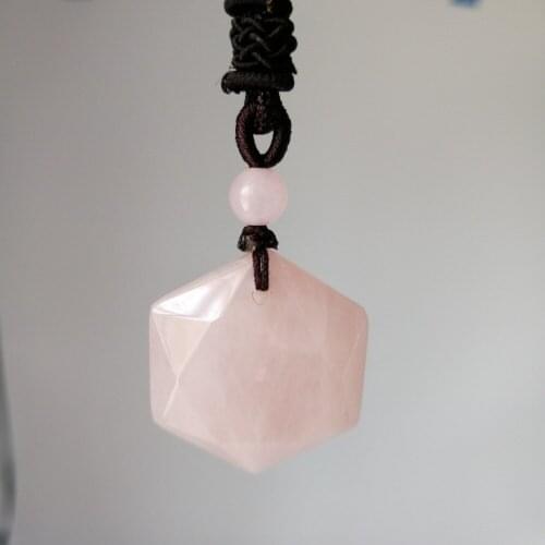 Drop shipping RoseQuartz pendant necklace RoseQuartz star of RongDe pendant Lucky Love Crystal Jewelry With Free Rope