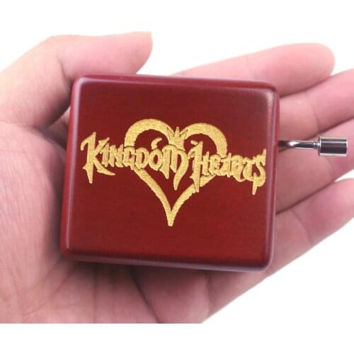 Sinzyo Carved wooden hand crank Kingdom heart Music Box Red Carved Mechanism Gift for Christmas/Birthday/Valentines day gift