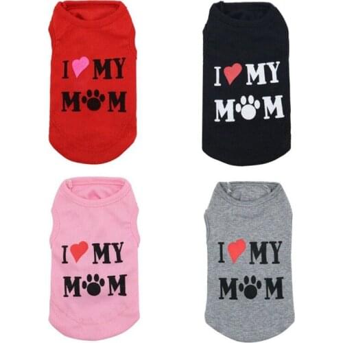 Pet Dog Clothes Summer Letter I LOVE MY MOM Shirt Pet Cat Puppy Chihuahua Small Dogs Vest Shirt Clothes