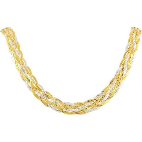 Silverlina Silver 3 Color 8 Row Mesh Chain Necklace