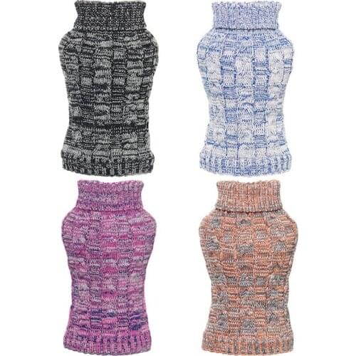 Warm Dog Sweater Winter Pet Clothes Wool Outfit Knitting Clothing High Collar Warm Hemp Flowers Sweater Pet Dressing Up