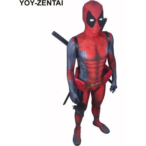 High Quality Classic Comic Deadpool Cosplay Costume Adult Zentai Suit Super Hero Muscle Deadpool Costume With Muscle Shade