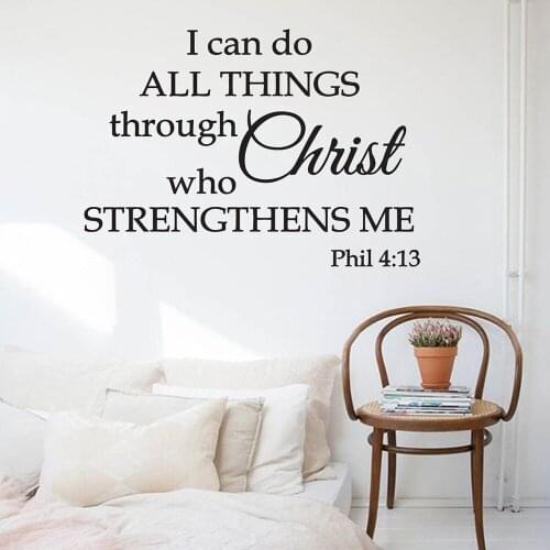 I Can Do All Things Through Christ Christianity Wall Decal Phil 4:12 Bible scriptures Wall Sticker for Home Bedroom Decor C876