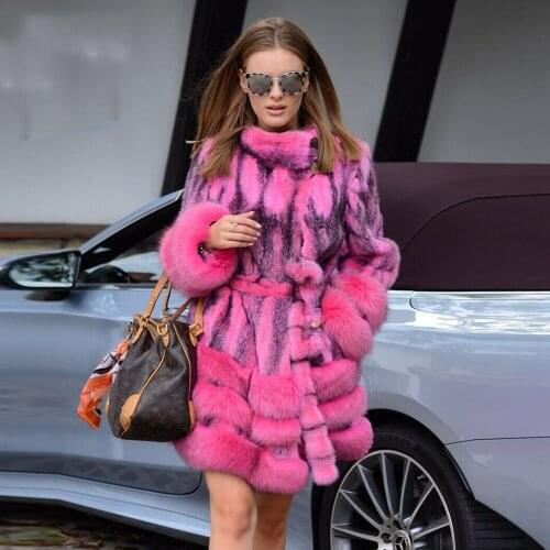 TOPFUR Real Mink Fur Coat Fox Fur Hem Coats And Jackets Winter Female Long Warm Women Natural Fur Luxury Clothes Plus Size