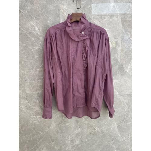 2021 Autumn Vintage Fashion New Women Ruffles Long Sleeve Shirt Female Casual Blouse Tops 2 Color Tutu