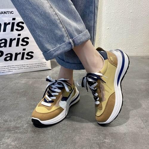 2021 New Summer Net Red Platform Thick Sole Increased Forrest Gump Dad Shoes Sneakers Women Mesh Breathable Running Casual Shoes
